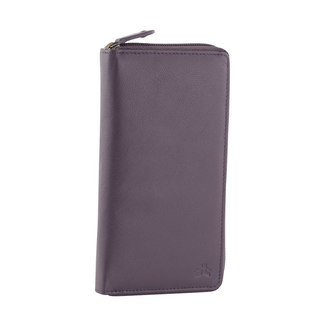 Eden- Natural Premium Cowhide Soft Leather, Zip around wallet.