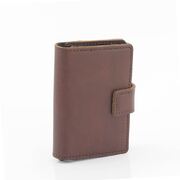 Unisex Aluminium Flip Card Holder Case Premium Genuine Leather RFID Wallet